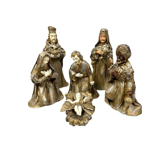 Kurt S‎ Adler Paper Mache Gold Silver 13"h 6 Pc Large Nativity Set Made in Japan - Picture 2 of 16